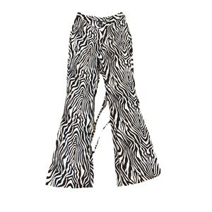 Zebra print tie flare pants